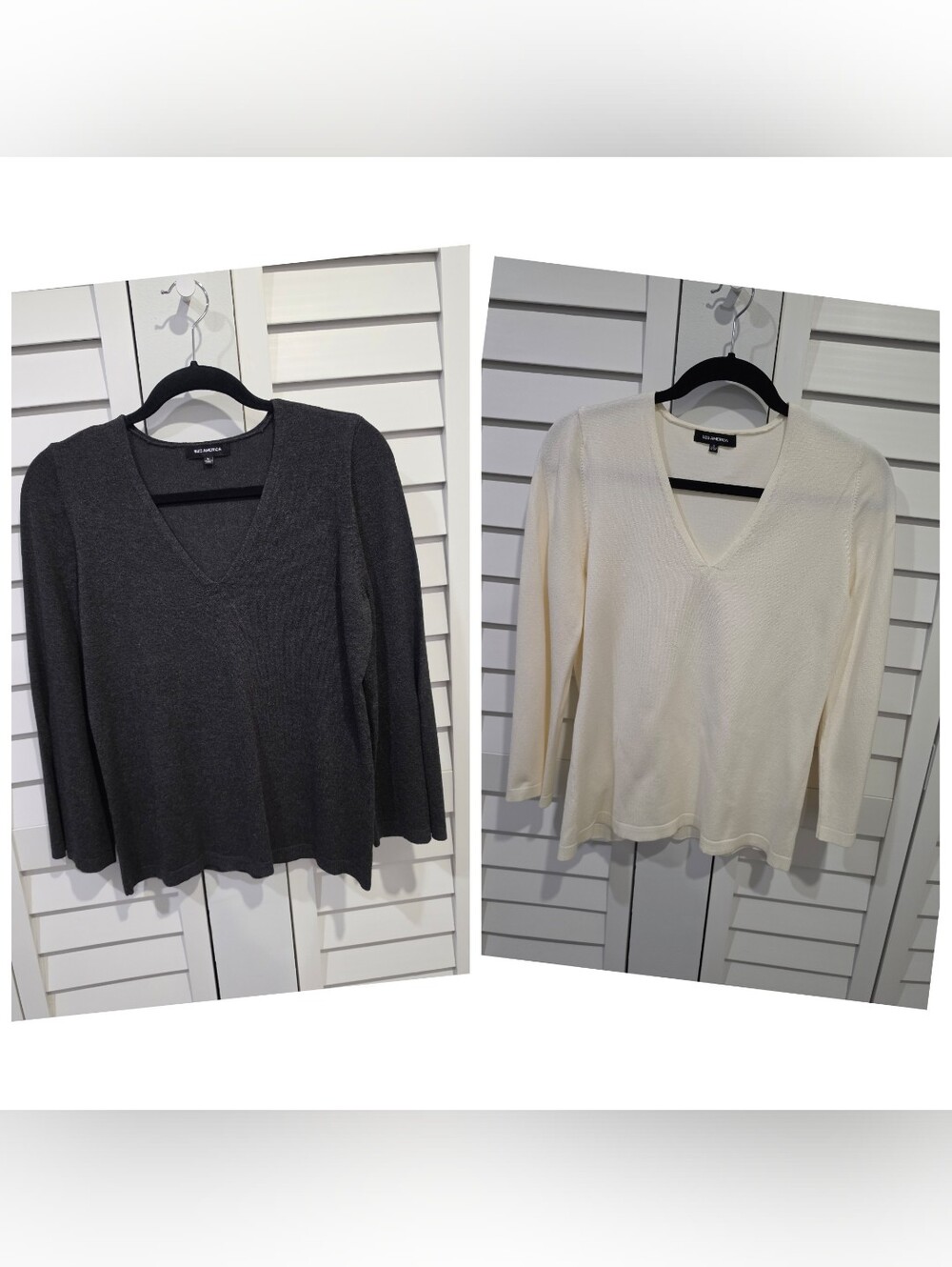 Lot of 2 - 525 America V-Neck Knit Tops  Sweaters Sz. M